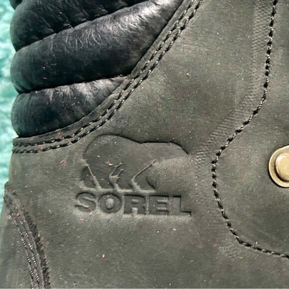 Sorel Conquest Wedge Black Leather Boots Bootie Womens Size 6 - Picture 9 of 9